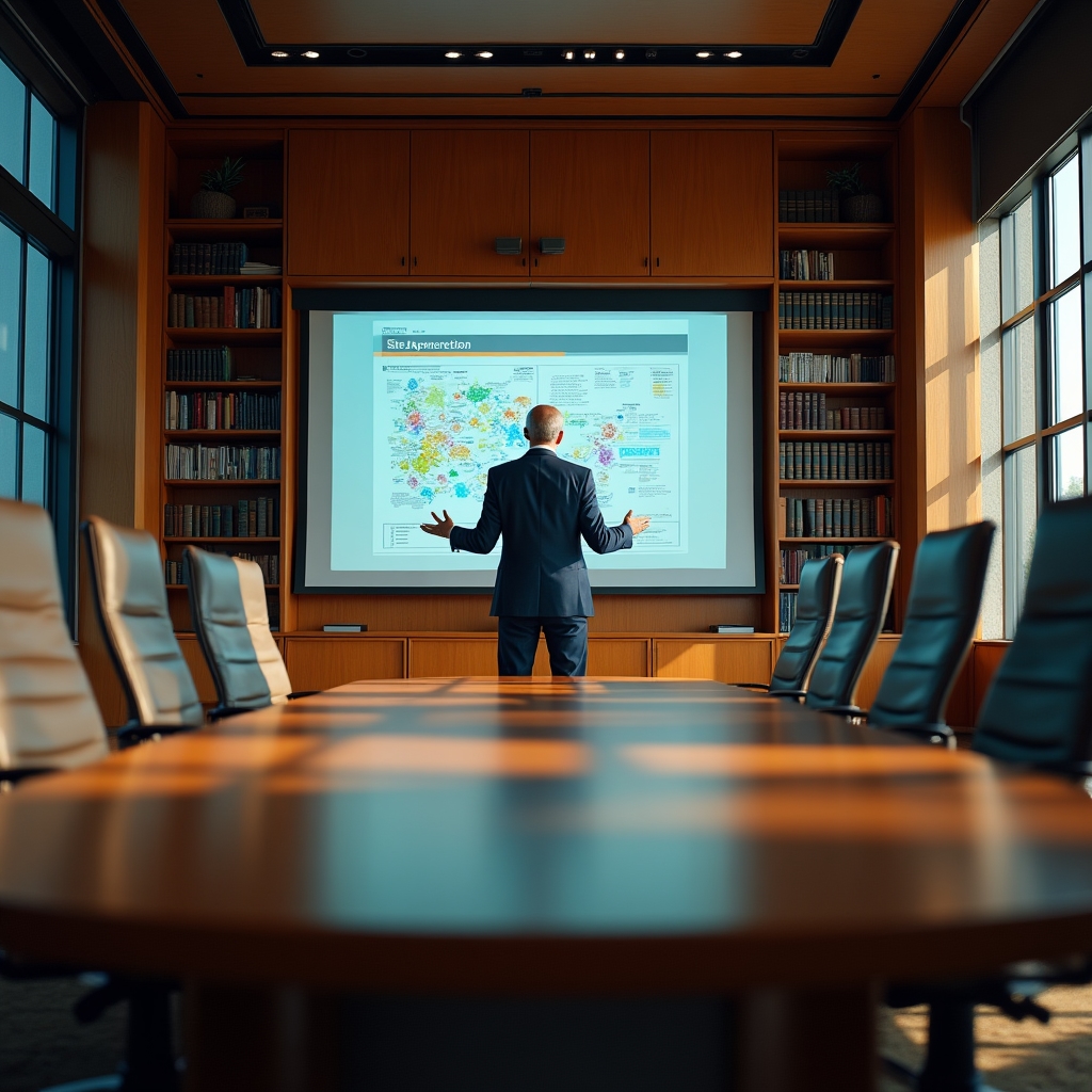 SEO migration strategy planning session in a professional office environment